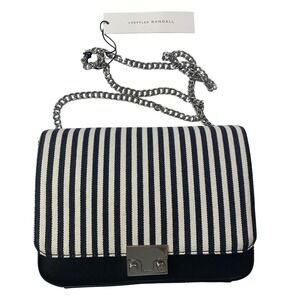 Loeffler Randall Leather Silver‎ Chain Clutch Crossbody Handbag NWT $395 AS IS